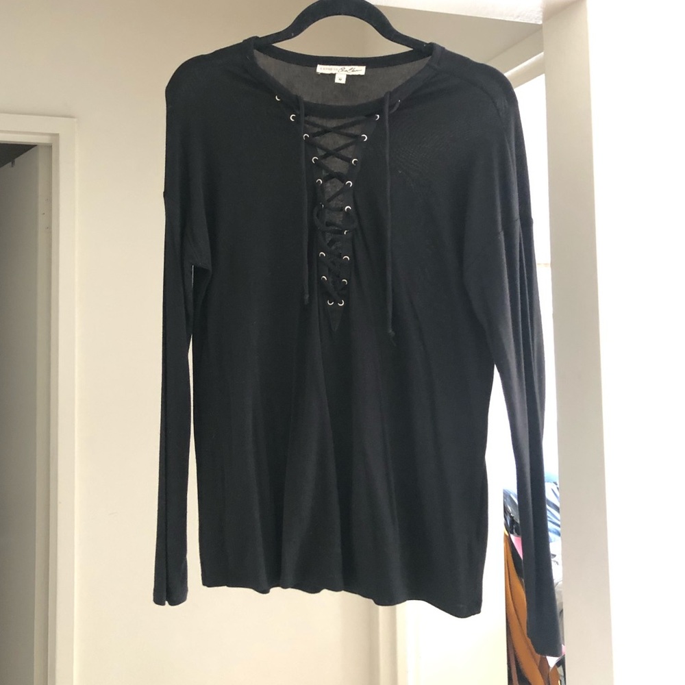 Express, long-sleeve lace up shirt